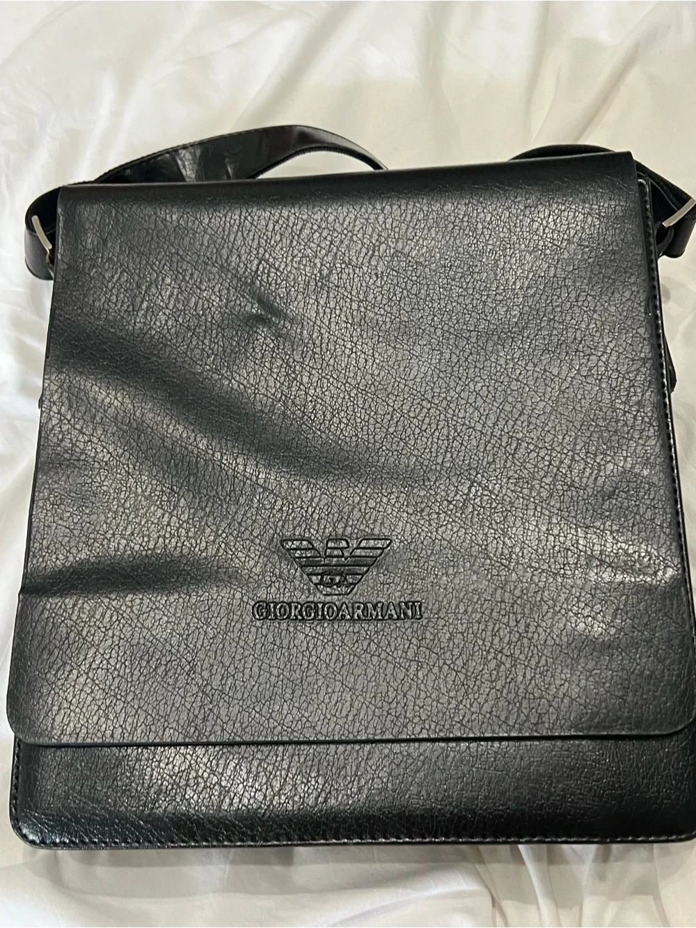 Vintage Giorgio Armani leather messenger bag